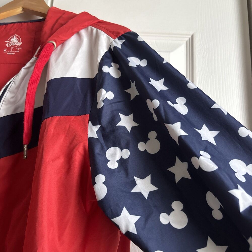 Disney Mickey Mouse Windbreaker Jacket 2020 American Flag Adult Medium M USA